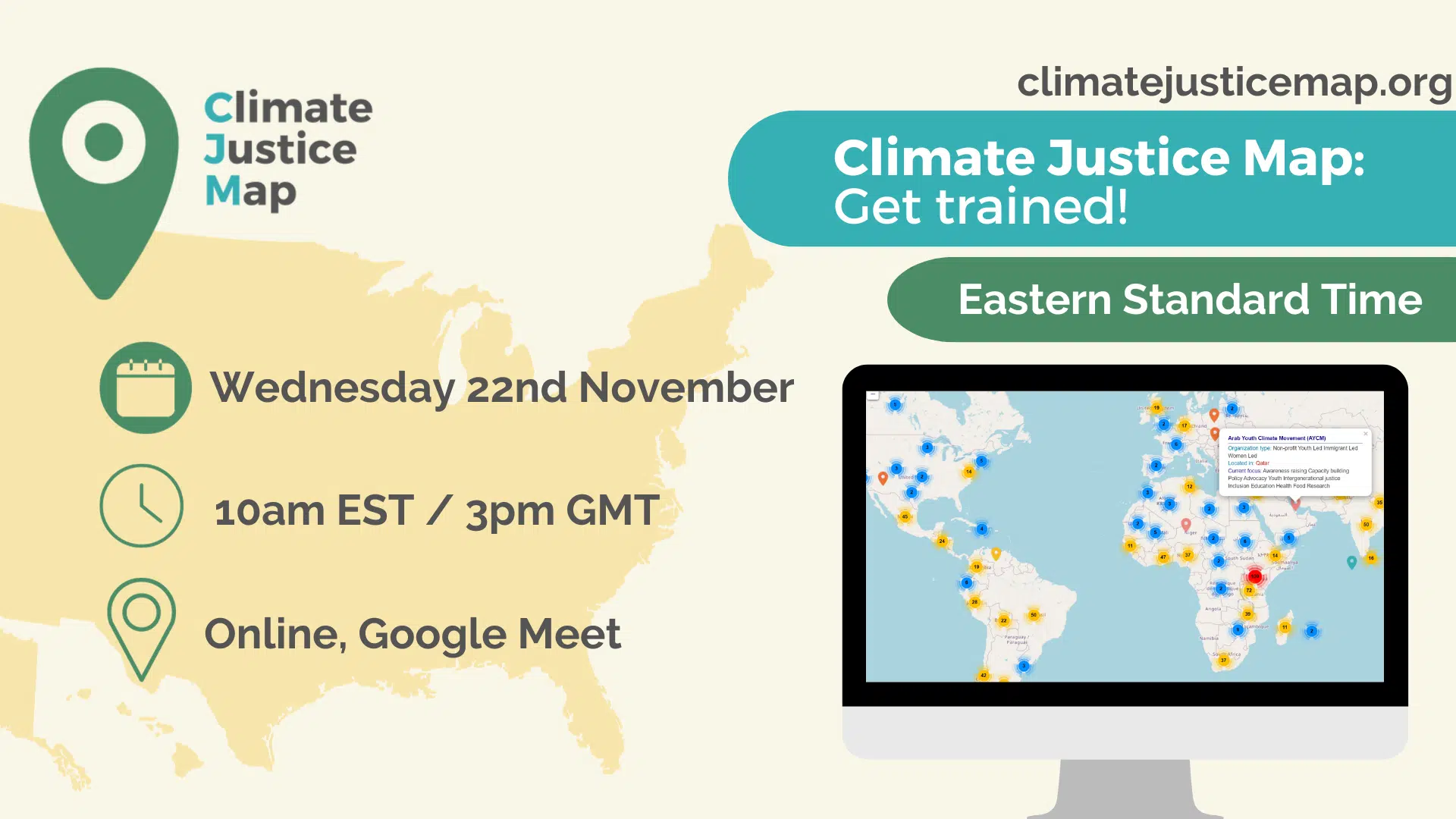 Climate Justice Map Training: Eastern Standard Time